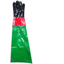 NMSAFETY PVC anti-oil and chemical use dotted on palm gloves with extra long cuff rain gloves